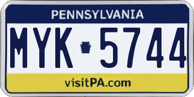 PA license plate MYK5744