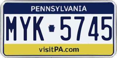 PA license plate MYK5745
