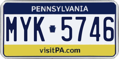 PA license plate MYK5746