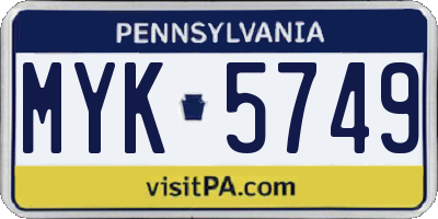 PA license plate MYK5749