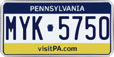 PA license plate MYK5750