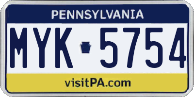 PA license plate MYK5754