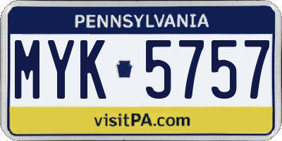 PA license plate MYK5757