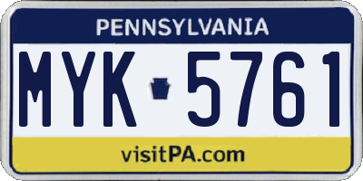 PA license plate MYK5761