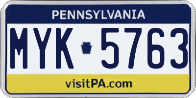PA license plate MYK5763