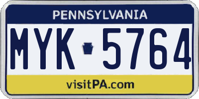 PA license plate MYK5764