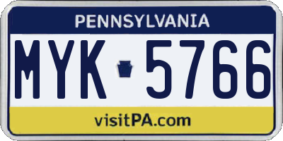 PA license plate MYK5766