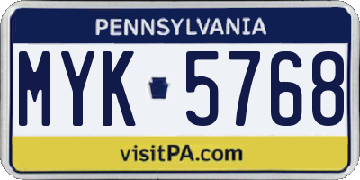 PA license plate MYK5768