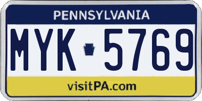 PA license plate MYK5769