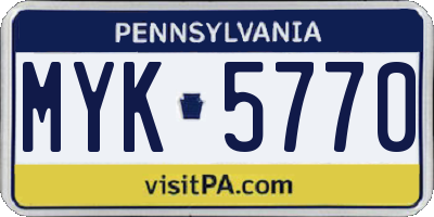 PA license plate MYK5770