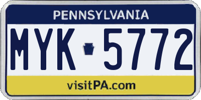 PA license plate MYK5772