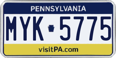 PA license plate MYK5775