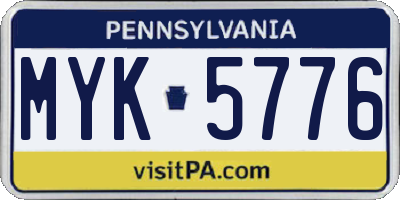 PA license plate MYK5776