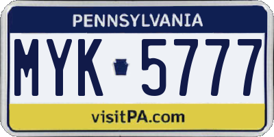 PA license plate MYK5777