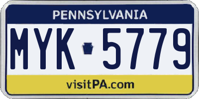 PA license plate MYK5779
