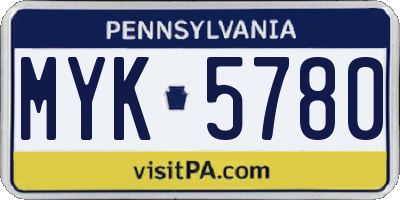 PA license plate MYK5780