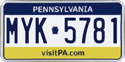 PA license plate MYK5781