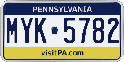 PA license plate MYK5782