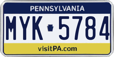 PA license plate MYK5784