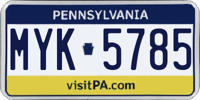 PA license plate MYK5785