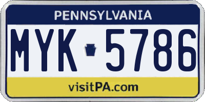 PA license plate MYK5786