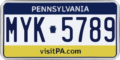 PA license plate MYK5789