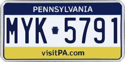 PA license plate MYK5791