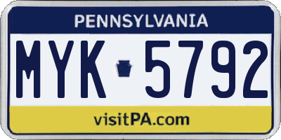 PA license plate MYK5792