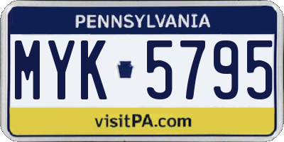 PA license plate MYK5795