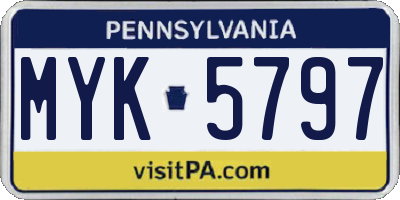 PA license plate MYK5797