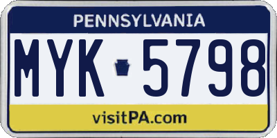 PA license plate MYK5798