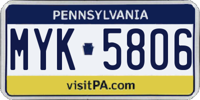 PA license plate MYK5806
