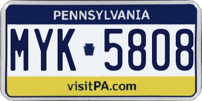 PA license plate MYK5808
