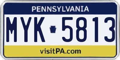 PA license plate MYK5813