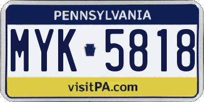 PA license plate MYK5818