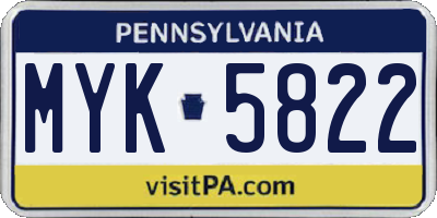 PA license plate MYK5822