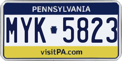 PA license plate MYK5823