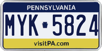 PA license plate MYK5824