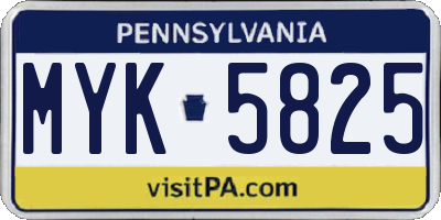 PA license plate MYK5825