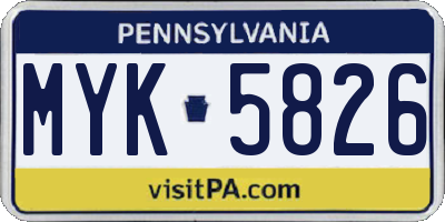 PA license plate MYK5826