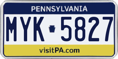 PA license plate MYK5827