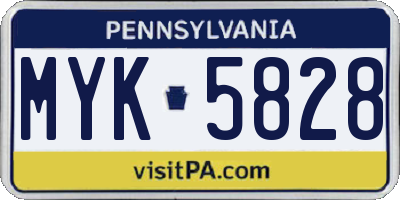 PA license plate MYK5828