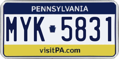 PA license plate MYK5831