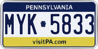 PA license plate MYK5833