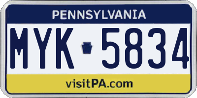 PA license plate MYK5834