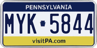 PA license plate MYK5844