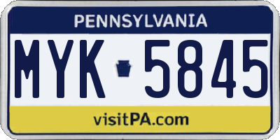 PA license plate MYK5845