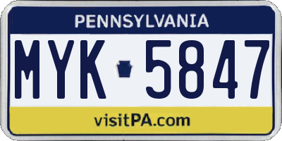 PA license plate MYK5847