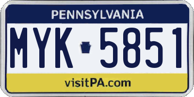 PA license plate MYK5851