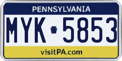 PA license plate MYK5853